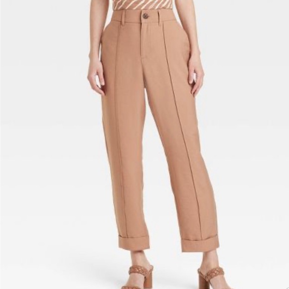 Women's High-Rise Slim Fit Effortless Pintuck Ankle Pants - A New Day™ - Picture 1 of 3